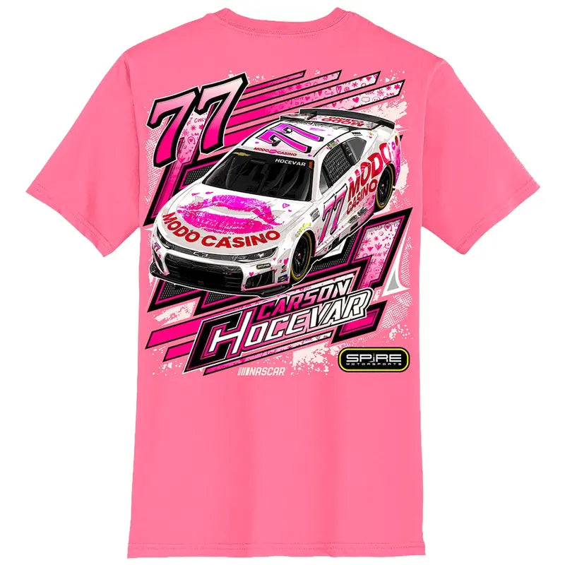 Carson Hocevar 77 White Pink Racing Car 2 Sided