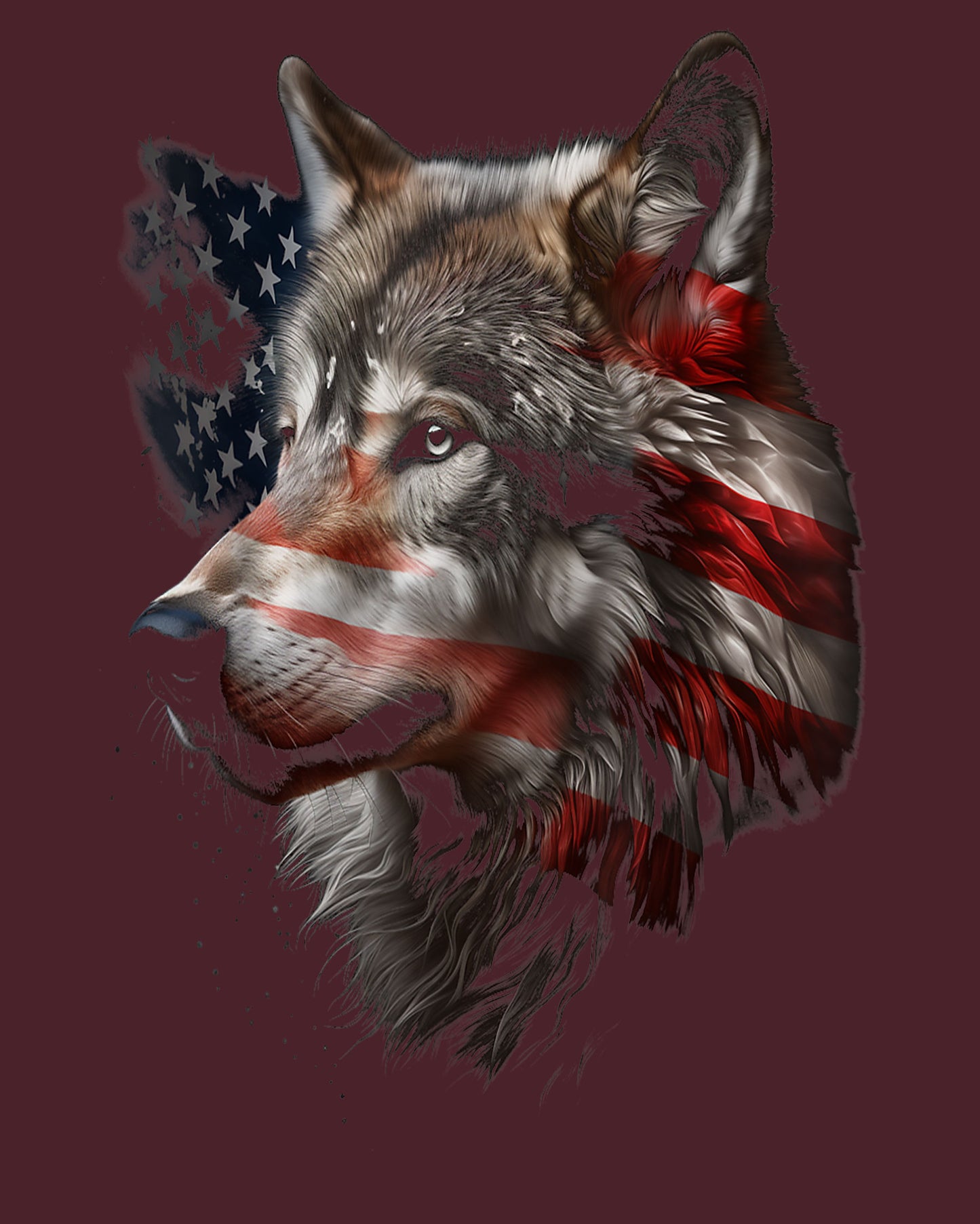 Wolf American Flag USA Patriotic Hoodie