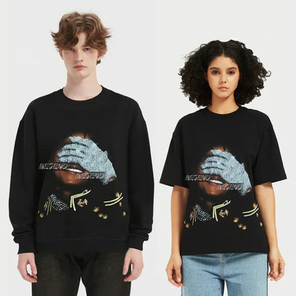 250Gsm Cotton, Oversized Mens rhinestone