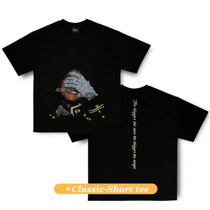250Gsm Cotton, Oversized Mens rhinestone
