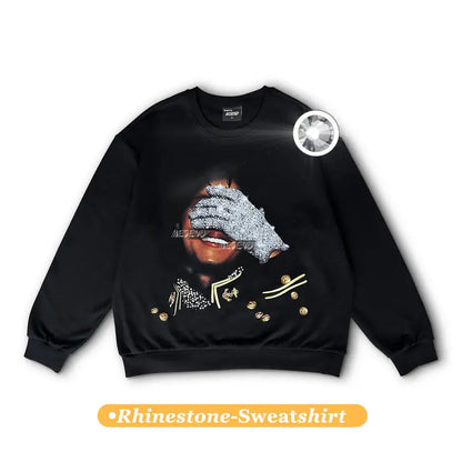 250Gsm Cotton, Oversized Mens rhinestone
