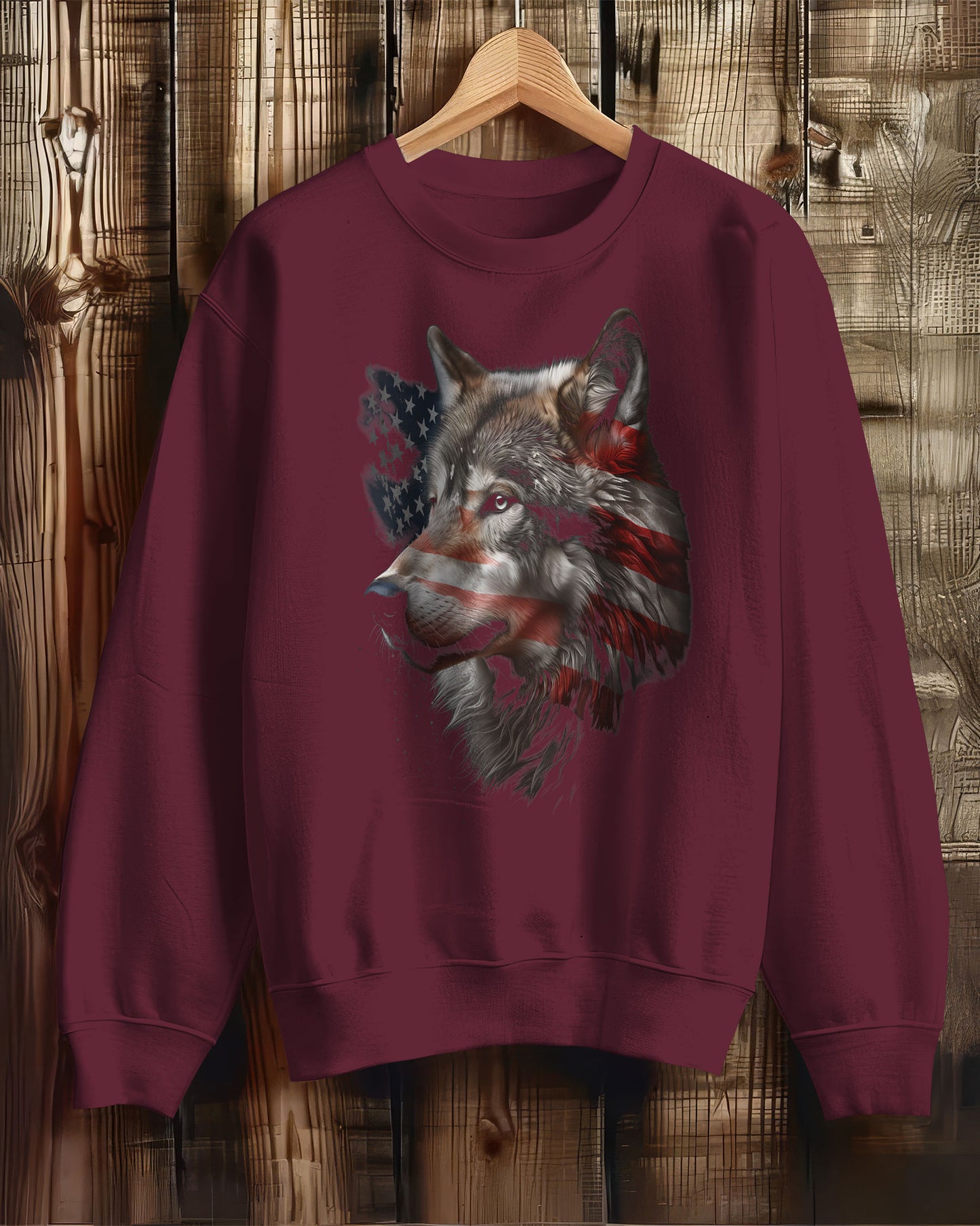Wolf American Flag USA Patriotic Sweatshirt