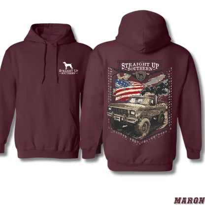 Rugged Off-Road Truck Design with American Flag