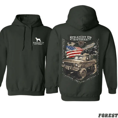 Rugged Off-Road Truck Design with American Flag