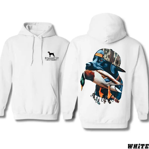 Straight Up Southern - Bold Black Hunting Dog with Duck Graphic