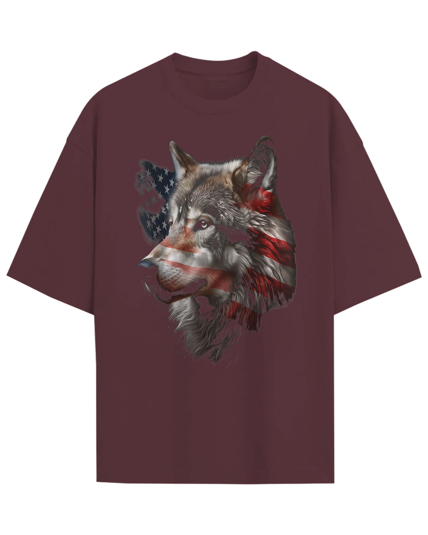 Wolf American Flag USA Patriotic T-Shirt