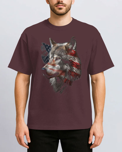 Wolf American Flag USA Patriotic T-Shirt