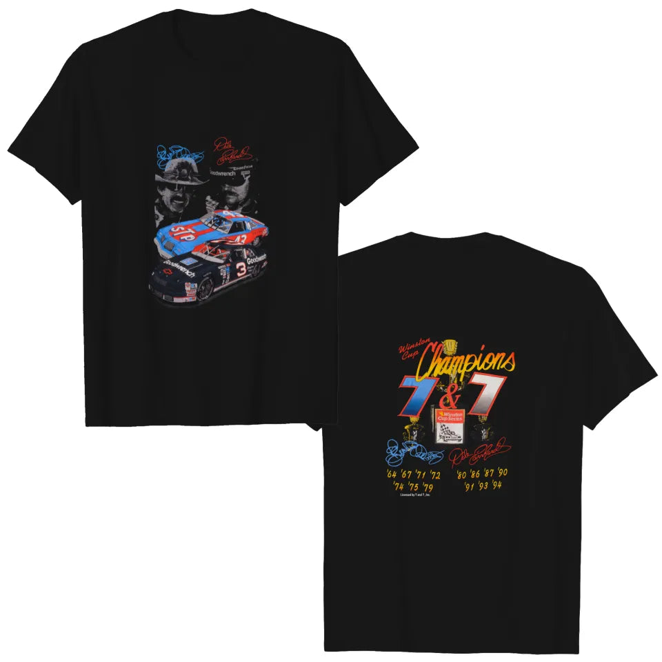 Vintage 1990s Dale Earnhardt and Richard Petty 7 Time Champions 2 sides