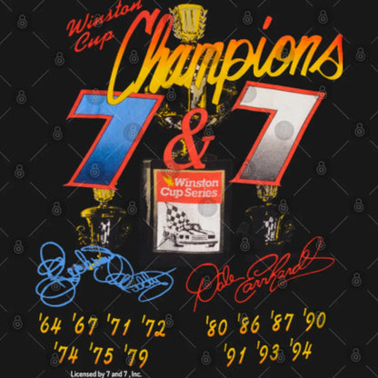 Vintage 1990s Dale Earnhardt and Richard Petty 7 Time Champions 2 sides