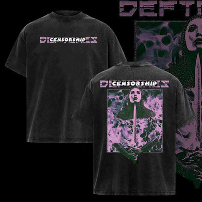 Vintage Deftones featuring a bold sword and flame graphic 2 Sides